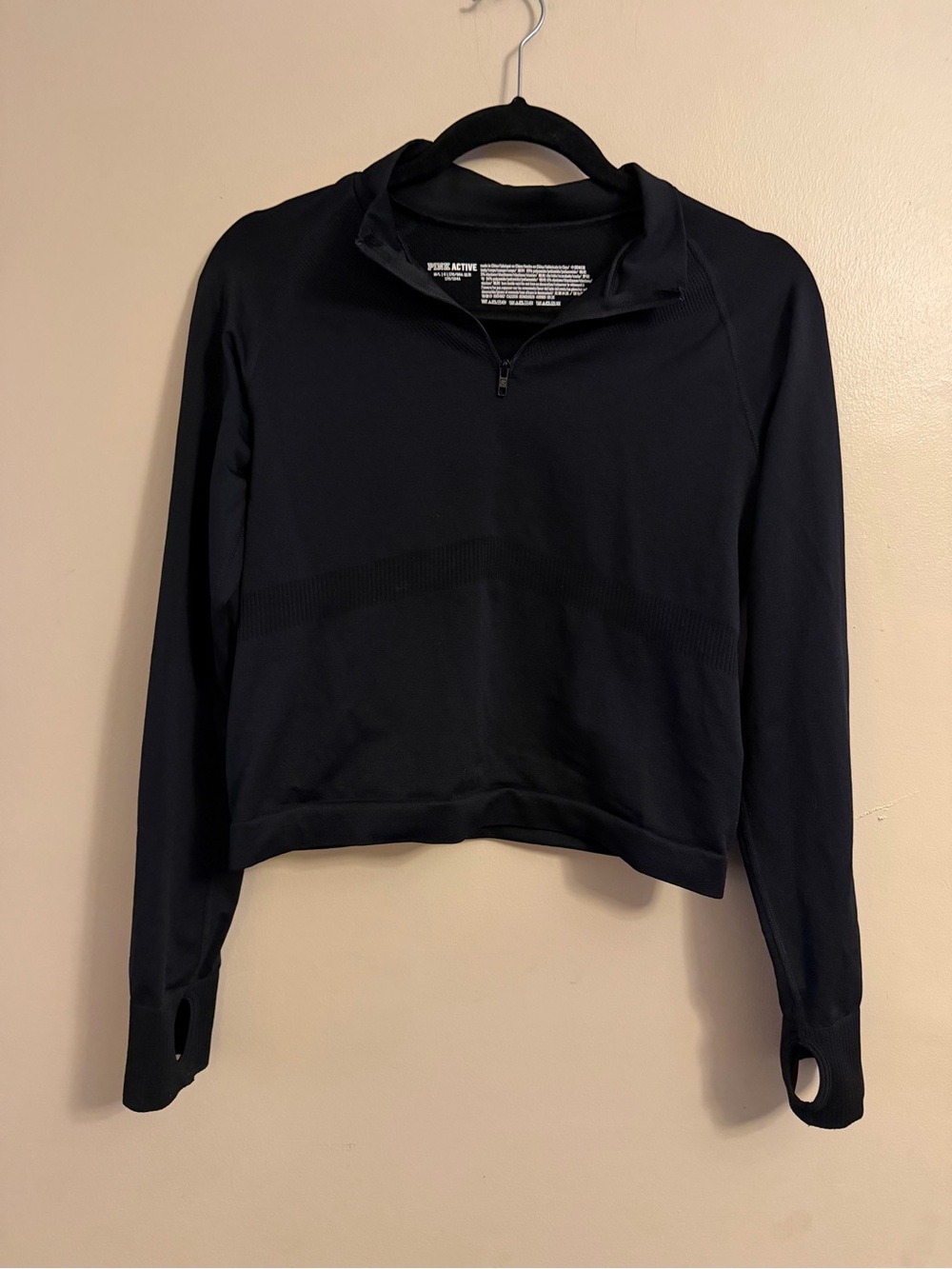 PINK Victoria's Secret Black Half-Zip Crop Top